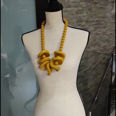 Gorgeous Mustard Color Necklace. Brand New. Designed By Maxmara . Chic Yellow Jewelry For Party, Elegant Yellow Necklace For Party, Unique Yellow Necklace For Party, Unique Long Yellow Necklace, Elegant Yellow Long Necklace, Elegant Long Yellow Necklace, Yellow Long Necklace For Party, Handmade Yellow Necklace For Party, Handmade Long Yellow Necklace