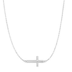 (eBay) Sideways Cross Pendant Necklace Real 14K White Gold Classic Cross Jewelry With Adjustable Chain, Minimalist Cross Jewelry For Anniversary, 14k Gold Cross Jewelry In White, White 14k Gold Cross Jewelry, Classic Cross Jewelry For Everyday, Anniversary Jewelry With Adjustable Chain And Cross Shape, Anniversary Jewelry With Adjustable Cross Chain, 14k White Gold Cross Jewelry, Adjustable Chain Cross Jewelry For Anniversary