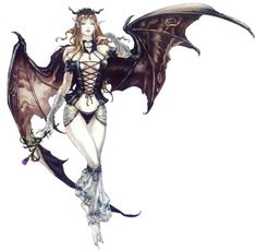 a woman dressed up as a demon with wings