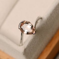 Morganite ring solitaire ring pear cut ring sterling Elegant Teardrop Morganite Rings, Elegant Teardrop Topaz Ring In Sterling Silver, Pear Cut Ring, Morganite Ring, Pear Cut, Morganite, Promise Ring, Solitaire Ring, Sterling Ring