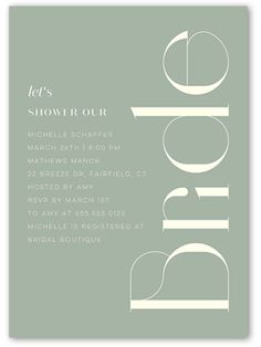 an image of a wedding shower card with the words, let's show it on