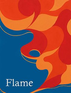 a book cover with an orange and red flame on it's blue back ground