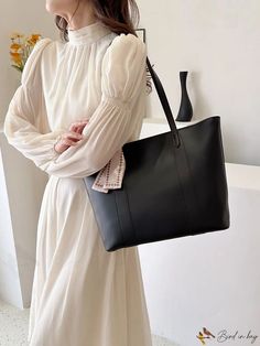 BirdinBag - Versatile White Womens Shoulder Tote Bag - Summer Fashion, Large Capacity Bag Summer, Style Minimalist, Shoulder Tote Bag, Shoulder Tote, Leather Coat, Pu Leather, Summer Fashion, Tote Bag, Leather