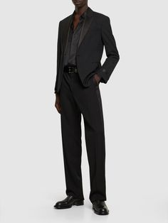 Front button closure. Button cuffs. Logo patch detail. One breast pocket. Two side pockets. Lined. Model is wearing a size48 Canvas Pants, Evening Jackets, Sport Swimwear, Tuxedo For Men, Tuxedo Jacket, Sports Sweatshirts, Sports Brands, Versace Men, Shearling Jacket