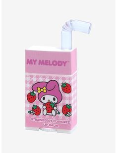 Give your lips a quick hydrating refresher 🍓 | Shop Sanrio My Melody Strawberry Juice Box Lip Balm My Melody Lip Balm, Rilakkuma Skincare, Sanrio Lip Balm, My Melody Things, Kitty Juice, My Melody Strawberry, Sanrio Products, Strawberry Lip Balm, Money Wallpaper Iphone