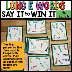 long e words say it to win it eeeaa game with four cards in each