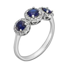 The Regal Collection 14k White Gold Genuine Sapphire and 1/5-ct. T.W. IGL Certified Diamond 3-Stone Frame Ring | Kohls Classic Platinum Three-stone Ring, Classic Platinum Three Stone Rings, Three Stone Sapphire Ring In Platinum For Formal Occasions, Formal Three Stone Sapphire Ring In Platinum, Formal Three-stone Sapphire Ring In Platinum, Formal Three Stone Sapphire Platinum Ring, Luxury Three Stone Jewelry For Formal Occasions, Luxury Three Stone Formal Jewelry, Elegant Formal Halo Ring With Accent Stones