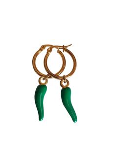 ✧ DESCRIPTION AND DETAILS ✧ These elegant steel hoop earrings with green lucky horn charms are a must have. Their simple but impactful lines make them suitable for any outfit, from the casual look to the more elegant one. These earrings fit perfectly on the earlobe and look good on everyone. Beautiful to wear alone or combined with other jewels, they will add a touch of glamor to your style on any occasion.For lovers of the boho chic style, these earrings will add a natural elegance to every out Boho Chic Style, Horn Pendant, Original Gift, Steel Ring, Beautiful Gift Boxes, For Lovers, Boho Chic Fashion, Handcrafted Jewelry, Jewelry Earrings Dangle