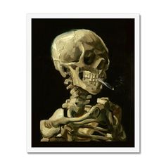 Framed Spliff Skeleton Skull Smoking Cannabis Weed 420 Van Gogh Skull, Skull Sticker, A Skeleton, Vincent Van Gogh, Van Gogh, Skeleton, Van, Art