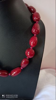 Supernatural 624 Ct Fine Quality Ruby Smooth oval Gemstone Necklace Stone : Ruby dyed Shape :- Smooth oval Necklace - 18 inch Size :- 16x22mm to 15x26mm Weight :- 624 carat Polish :- Handmade color - Red makes a great gift for your loved ones. Click below to see live stock: https://www.etsy.com/au/shop/ShakugemsStore?ref=search_shop_redirect If for any reason you are not satisfied with your purchase. You can return it for a full refund within 5 days (If you want maximum or minimum quantity of th Oval Gemstone Beads For Jewelry Making, Oval Gemstone Beaded Necklaces For Jewelry Making, Oval Beaded Necklace With Large Beads As Gift, Oval Beaded Necklace With Large Beads For Gifts, Oval Gemstone Beads Necklace Perfect For Gifts, Elegant Necklace With Large Oval Beads, Oval Beaded Necklaces With Natural Stones For Gifts, Handmade Oval Beads For Gifts, Red Gemstone Necklace With Oval Beads