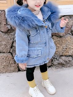 Winter Denim Jacket With Faux Fur Lining, Long Sleeve Denim Jacket With Faux Fur Lining, Denim Jacket With Faux Fur Lining And Long Sleeves, Denim Jacket With Faux Fur Lining, Trendy Denim Outerwear With Faux Fur Trim, Hooded Denim Blue Jacket For Winter, Fluffy Hooded Spring Outerwear, Spring Fluffy Hooded Outerwear, Hooded Fluffy Outerwear For Spring