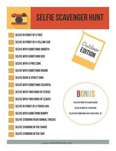 the selfie scavenger hunt is an easy way to get your selfies organized