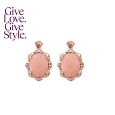 in stock Luxury Rose Gold Earrings With Gemstone Accents, Formal Rose Gold Earrings With Gemstone Accents, Rose Gold Earrings With Gemstone Accents, Elegant Rose Gold Earrings With Gemstone Accents, Rose Gold Pink, Pink Opal, Opal Gemstone, Diamond White, Opal