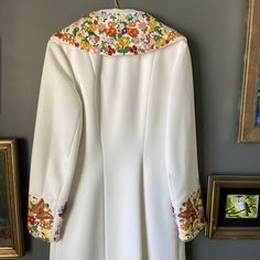 Vintage 50s/60s Lilli Ann Knit Embroided White Coat | eBay Fitted Embroidered Vintage Outerwear, Vintage Long Sleeve Outerwear With Floral Embroidery, 1950s Style Long Sleeve Outerwear For Spring, 1950s Style Fitted Long Sleeve Outerwear, Mid-century Fitted Long Sleeve Outerwear, Mid-century Style Fitted Long Sleeve Outerwear, Dress With Vest Outfit, Dress With Vest, Lilli Ann