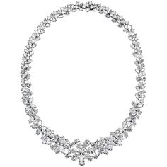 Platinum 76.00 Carat Diamond Collar Necklace. This stunning diamond necklace is crafted with substantial size diamonds all throughout. The focal point is a flower motif that is comprised of 6 pear cuts and one marquise cut diamond all mounted around one round brilliant cut. Complemented by graduating diamond petals in the front and as it narrows towards the back it has a wheat motif design composed of marquise and round brilliant cut diamonds. Length: 16 inches. Diamond Carat Weight Combined: 76.00cts Diamond Quality: on average all diamonds are of a VS1-VS2 clarity and are F through H in color. Fancy Diamond Necklace, Blue Diamond Necklace, Diamond Collar, Ruby And Diamond Necklace, Gold Circle Necklace, Exotic Jewelry, Diamond Choker Necklace, Marquise Shape Diamond, Diamond Tiara