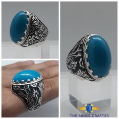 Mens Turquoise Ring Turquoise Stone Ring, Natural Turquoise Stone, Ring Blue, 925 Silver Ring, Men's Rings, Natural Turquoise, Blue Turquoise, 925 Silver Rings