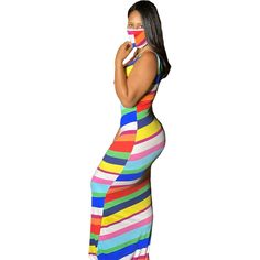 Striped Print Square Collar Sleeveless Maxi Dresses Sleeveless Maxi Dress, Stripe Print, Maxi Dresses, 1 Million, Maxi Dress, Collar, Square, Dresses