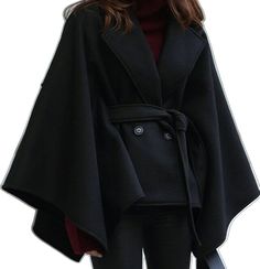 Cape Jacket, Poncho Cape, Black Khakis, Lapel Collar, Bow Tie, Wool Blend, Cape, Collage, Wool