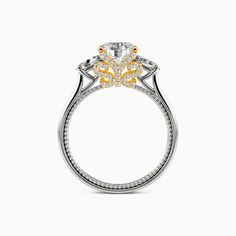 10K White Gold "One I Love" Round Cut Three Stone Engagement Ring - SHE·SAID·YES Jewelry Fine Diamond Jewelry, Three Stone Engagement, Three Stone Engagement Rings, Round Cut, Three Stone, Eternity Ring, Personalized Jewelry, Diamond Jewelry, White Gold