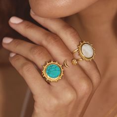 Spiritual Open Ring Jewelry With Moon Phase, Spiritual Moon Phase Open Ring Jewelry, Spiritual Gold Plated Ring, Gold Plated Spiritual Ring, Spiritual Yellow Gold Crystal Ring, Gemstone Ring For Meditation, Mystical Jewelry For Meditation, Celestial Open Ring Jewelry, Moonstone Rings With Moon Phase Design