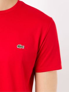 Find LACOSTE Embroide Logo T-shirt on Editorialist. Red cotton embroidered logo T-shirt from Lacoste featuring a contrast embroidered logo at the chest, a round neck, short sleeves and a straight hem. Basic Crew Neck Tops With Embroidered Logo, Red Crew Neck T-shirt With Embroidered Logo, Classic Crew Neck T-shirt With Embroidered Logo, Solid Color Crew Neck T-shirt With Logo Print, Solid Crew Neck T-shirt With Logo Print, Solid Crew Neck T-shirt With Logo, Classic Tops With Embroidered Logo For Summer, Classic Summer Tops With Embroidered Logo, Red Crew Neck Top With Embroidered Logo