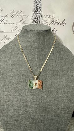 Beautiful chain and pendant set Flag of Mexico made in 14k laminated gold. Rolled gold is a popular choice for jewelry, obtaining pieces of high quality and performance. CARE: Store it in a jewelry box, drawer or bag, in a cool, dry place. Avoid direct contact with perfumes, lotions or alcohol. You can clean your jewelry with a little warm water and neutral soap, rinse well and dry your pieces with a soft cloth. Flag Of Mexico, Mexican Flag, Chain And Pendant, Mexican Flags, Mexico Flag, Pendant Set, Gold Pendant, Warm Water, Chains Necklace