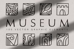 the logo for museum is shown with different shapes and sizes, including an image of a building