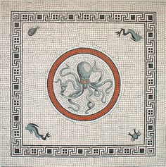 an octopus is in the center of a mosaic