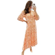 Refresh your summer wardrobe with this orange patterned, 100% cotton, tie-dye cotton dress. This natural cotton dress will add color to your long summer nights and days, this dress with a frill skirt is ideal for elegance and comfort. It is a dress that you can use anytime, in any environment. Judge Collar, Buttoned, Ruffled hem, cuffed sleeves. Size: S/M/L/SİZE  Orange Bohemian Summer Half Sleeve Loose Long Dress | Boho Dresses for Women | Streetwear Summer Stylish Boho Loose Maxi Dress, Ethnic Style Dress For Women  Birthday Gift Bridal gift birthday present Clothing engagement gift gift for her girlfriend gift just married gift new mrs gift Women's Clothing wedding gift summer dresses, Gifts,Gifts for Sister,Gifts for Wife,Gifts for Her,Gifts for Girlfriend,Gifts for Mom,Mom Gift,Boho D Modest White Maxi Dress For Beach, Modest Long Sleeve Maxi Dress, Beach Modest Long Sleeve Maxi Dress, Modest Maxi Dress For Beach, Modest Long Sleeve Maxi Dress For Beach, Modest Long Sleeve Maxi Dress For Vacation, Flowy Long Sleeve Cotton Maxi Dress, Modest White Midi Dress For Vacation, Fitted Modest Cotton Maxi Dress