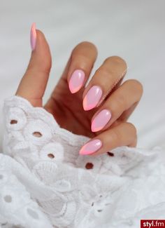 Stars Nails, Pink Tip Nails, Cute Summer Nail Designs, Makeup Nails Designs, Peach Nails, Pink Nail, Lily Collins, Summer Nail