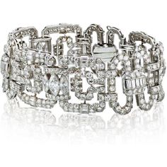 Indulge in the captivating allure of our Art Deco Platinum Diamond Link 1930's Bracelet. This exquisite piece is more than just jewelry; it is a wearable heirloom that tells a story of timeless elegance and impeccable craftsmanship.Every detail has been meticulously crafted to perfection, making this bracelet truly exceptional. With a staggering 28.00 carats of multi-shaped diamonds, each carefully selected for their brilliance and radiance, this bracelet is a testament to the artistry of the er Art Deco Shapes, Art Deco Movement, Diamond Birthstone, Platinum Metal, Deco Jewelry, Antique Diamond, Vintage Designer, Art Deco Jewelry, Diamond Design