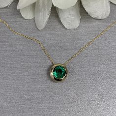 Round Emerald Pendant Necklace 14k Yellow Gold, Emerald Bezel Necklace, May Birthstone Necklace, Dainty Emerald Necklace For Ladies, #6750 #BezelNecklace #DaintyNecklace #6750 #RoundEmerald #EmeraldNecklace #ForLadies #MayBirthstone #BezelEmerald #14kYellowGold #PendantNecklace Formal Round Emerald Necklaces, Formal Round Emerald Necklace Fine Jewelry, Formal Round Emerald Necklace, Green Brilliant Cut Necklace For May Birthstone, Formal Emerald Necklace With Round Pendant, Green Round Stone Necklace For Formal Occasions, Formal Green Necklace With Round Stone, Formal Emerald Necklace With Bezel Setting, Round Emerald Necklace For Formal Occasions