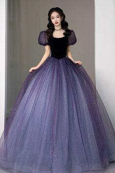 Purple Tulle Sequin Long Princess Dress Evening Gown · Little Cute · Online Store Powered by Storenvy Vestido Color Lila, Prom Dress Purple, Purple Ball Gown, Purple Tulle, Purple Evening Dress, Purple Prom, Princess Prom Dresses, A Line Evening Dress, Purple Prom Dress