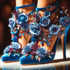 pair of T-strap heels adorned with oversized floral embellishments Fantasy Heels, Aesthetic Heels, Oversized Flowers, Magic Shoes, Fairy Shoes, Cute Shoes Heels, Fun Heels