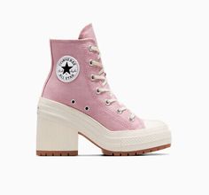 Women's Size 7 Converse Chuck 70 De Luxe Heel - Static Pink/Egret/Gum  | eBay Chuck 70 De Luxe Heel, Converse Chuck 70, Chuck 70, Converse Chuck, Chucks Converse, Cute Shoes, Cotton Twill, Gum