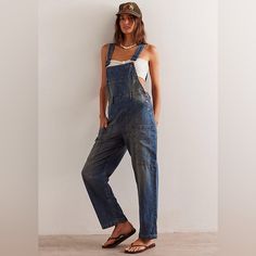 Very Soft And Comfortable Denim. Lots Of Pockets. Worn Twice. A Little Too Big For My Liking. Free People Overalls, Blue Bench, Overalls Pants, Jean Overalls, Cargo Pocket, Overalls Women, Denim Overalls, Free People Pants, Blue Pants