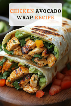 chicken avocado wrap recipe on a cutting board