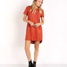 In The Photos It Looks Oversized. When I Wore I Size Small I Tried This On And It Fit So Cute When Sizing Down. Color: Rust Relaxed Fit Mini Dress With Short Sleeves, Fall Midi Dress With Short Sleeves, Relaxed Fit Short Sleeve Mini Dress, Casual Short Sleeve Midi Dress For Fall, Fall Short Sleeve Mini Dress For Day Out, Casual Short Sleeve Mini Dress For Fall, Casual Shift Mini Dress For Fall, Short Sleeve Shift Dresses For Fall, Fall Mini Length Casual T-shirt Dress