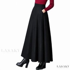 Lasaky - Woolen Sweater Long Skirt, Perfect for Winter Styling High Waist Winter Skirt, Non-stretch Full Length Skirt For Winter, Solid Winter Bottoms With Lined Skirt, Winter Solid Lined Skirt, Non-stretch Winter Flared Maxi Skirt, Winter Solid Color Lined Skirt, Solid Full-length Skirt For Fall, Solid Full Length Skirt For Fall, Full Length Skirt For Fall