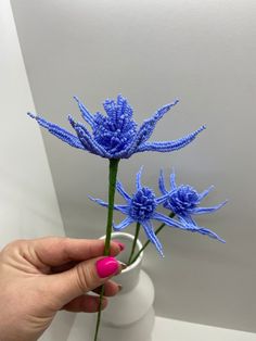 Projects With Fake Flowers, Tinkers Tools, Flower Knowledge, French Beading, Seed Bead Flowers, French Beaded Flowers, Sea Holly, Beaded Art, Scottish Thistle