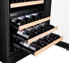 Hisense 46-bottles dual zone wine cooler has a sleek and modern design with stainless steel door frame and handle. Its low-E and anti-UV glass door stores your favorite wine at the perfect temperature. 5 Soft-close shelves allow quiet and smooth handling and keep vibrations to a minimum. This wine cooler is a front-venting unit and can be installed for built-in or as a freestanding application. The reversible door design allows for flexible installation and placement. Hisense 23.43-in W 46-Bottl Built In Wine Cooler, Beverage Centers, Stereo Systems, Wine Collection, Stainless Steel Doors, Large Appliances, Wine Chiller, Tv Console, Wine Fridge