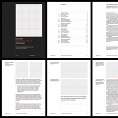 four pages with different lines and text on them, all showing the same color scheme