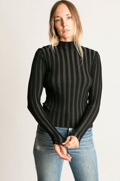 Mock neck rib knit top with long sleeves. Ella is 6' tall, 35" bust, 26" waist, 36" hip, and is wearing a size S. Top With Long Sleeves, Rib Knit Top, Me Now, Sale Design, Mock Neck, Rib Knit, Knit Top, Sweaters & Cardigans, Long Sleeves