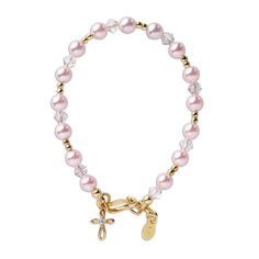 Check out this adorable 14K gold-plated bracelet with pink pearls...GOLD is the trend don't miss out on this one! #goldbracelet #14kgold #daintyjewelry #babyjewelry #babybracelet #goldbabyjewelry #kidsbracelet #baptismgift #babyshower #fashionista Elegant Adjustable Rosary Bracelet With 8mm Beads, Elegant 8mm Beads Jewelry For Mother's Day, Elegant Jewelry With 8mm Beads For Mother's Day, Elegant 8mm Beaded Jewelry For Mother's Day, Adjustable Pearl Jewelry For Mother's Day, Adjustable Pink Rosary Bracelet With 8mm Beads, Elegant Adjustable Beaded Bracelets For Baptism, Adjustable Dainty Rose Gold Rosary Bracelet, Adjustable Rose Gold Dainty Rosary Bracelet