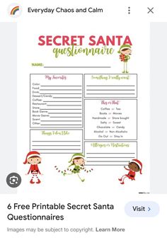 the secret santa question sheet is shown in this screenshoter's phone screen