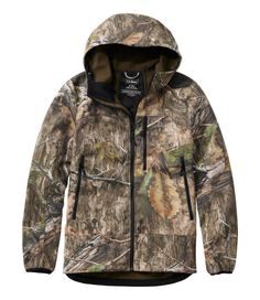 This technical big game softshell jacket is versatile enough to wear all season long. You can wear it alone on cool days or as a layer in cold weather. Slightly Fitted. 100% polyester. Two handwarmer and one vertical chest pocket provide storage for gear and can be used even with a pack on. Soft grid fleece lining is quiet, warm and comfortable. Silicone print on shoulders prevents straps and slings from slipping. Quiet material does not spook game and features anti-odor Polygene treatment. Hard Functional Waterproof Windbreaker For Hunting, Functional Fall Hunting Windbreaker, Functional Fall Windbreaker For Hunting, Functional Windproof Windbreaker For Hunting, Nylon Hooded Jacket For Outdoor Work In Fall, Functional Waterproof Hunting Outerwear, Camouflage Winter Outerwear For Outdoor Work, Camouflage Outerwear For Outdoor Work In Fall, Midweight Windbreaker For Fall Outdoor Use