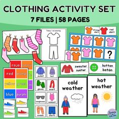 clothing activity set with clothes and other items for children to use in their classroom or home