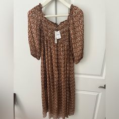 Caara Floral Boho Midi Dress Size: Medium Color: Brown Elan Dress, Boho Midi Dress, Floral Gown, Current Styles, Midi Dress Summer, Sweater Dress Midi, Silk Slip, Brown Floral, Dress 100