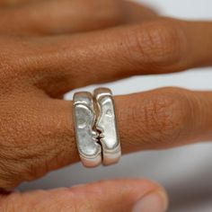 Oxbow's signature Kiss Rings come as a set of two. You can select two of the same size if you intend to wear them together, or choose two different sizes if you want to gift one or wear them on different fingers. Ring one is pictured on the bottom of the first photo & is the face with the nose. Details: Solid sterling silver rings Original design carved in wax and cast Signet style *please note, the kiss rings have a thick band, and most people prefer to size up by 1/2 size. This is just a note, Cast Rings, Wire Jewelry Rings, Wax Ring, Carved Ring, Rings Silver, Couple Jewelry, Classy Jewelry, The Kiss, Jewelry Lookbook