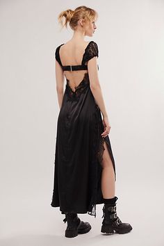 Chic Wedding Slip Dress With Lace Back, Elegant Maxi Slip Dress With Lace Trim, Maxi Length Lace Slip Dress With Lace Trim, Chic Maxi Slip Dress With Lace Trim, Chic Maxi-length Slip Dress With Lace Trim, Fitted Slip Dress With Lace Back For Evening, Fitted Lace Back Slip Dress For Evening, Elegant Backless Maxi Dress With Lace Trim, Elegant Lace Trim Backless Maxi Dress